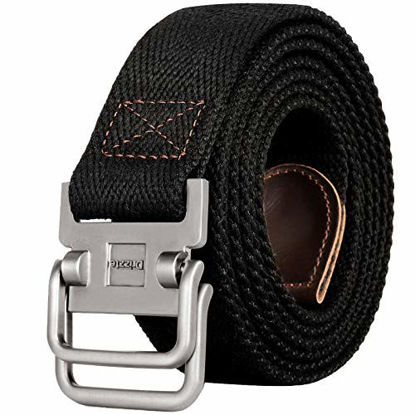 Picture of Drizzte 55'' Long Belt Plus Size Double D Ring Mens Canvas Web Belts Black