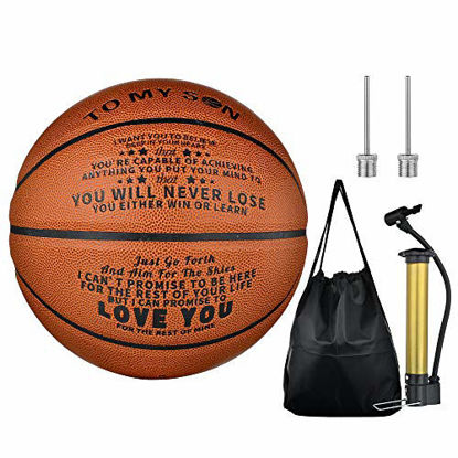 Picture of to My Son 29.5 Inch Basketball Engraved You Will Never Lose Encouragement Gift for Graduation Birthday