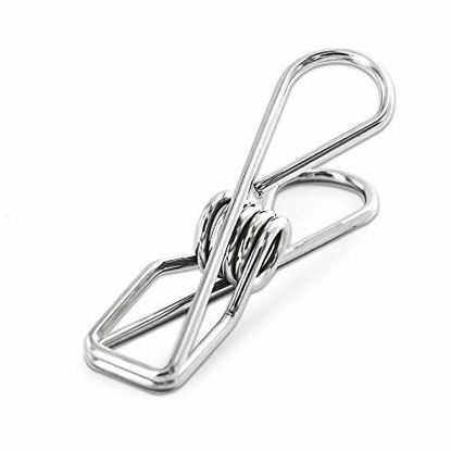 Picture of FJCTER 40 Pack Stainless Steel Clothes Pins Durable Clothes Pegs Multi-Purpose Metal Wire Utility Clips for Laundry Home Kitchen Outdoor Travel Office