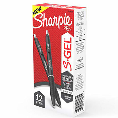 Picture of Sharpie S-Gel, Gel Pens, Medium Point (0.7mm), Black Ink Gel Pen, 12 Count