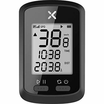Picture of XOSS G GPS Bike Computer, Wireless Bluetooth Bike Speedometer and Odometer, Rechargeable Cycling Computer MTB Tracker with LCD Automatic Backlight Display, IPX7 Waterproof Fits All Bikes