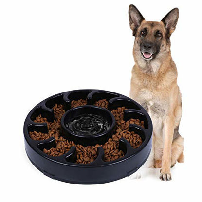 Picture of JASGOOD Slow Dog Bowl for Large Dogs,Fun Bowl Slow Feeder,Anti-Gulping Dog Slow Feeder Stop Bloat,Slow Eating Big Pet Bowl (A-Black)