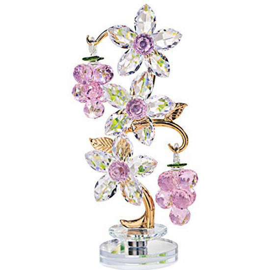 GetUSCart H&D HYALINE & DORA Crystal Pink Grape Decor with Rotating