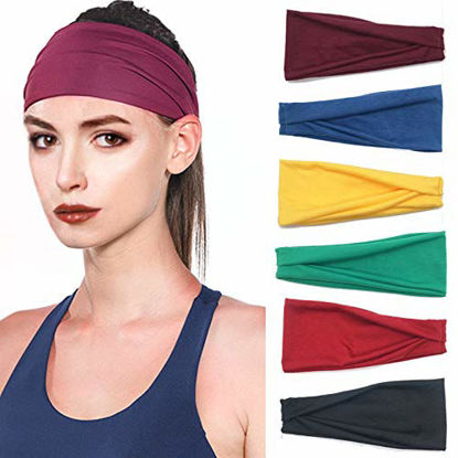 Picture of Xuyoz Headbands for Women, Yoga Running Headbands, Sports Workout Hair Bands, fabric Cotton Elastic none-Slip Sweatbands Headband, Floral Style Elastic Head Wrap for Girls, Ultra Stretch, 6 Pack [New]