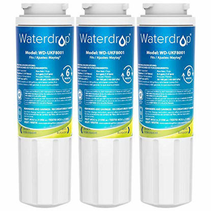 Picture of Waterdrop UKF8001 Water Filter, Compatible with Whirlpool EDR4RXD1, Filter 4, Maytag UKF8001P, UKF8001AXX-750, 4396395, 469006, PUR, Puriclean II, 46-9006, Pack of 3 (package may vary)