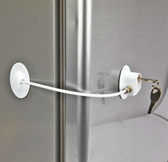 Picture of 1 Pack Refrigerator Lock with 2 Keys, Refrigerator Lock Dorm Freezer Door Lock and Child Safety Cabinet Lock with Strong Adhesive