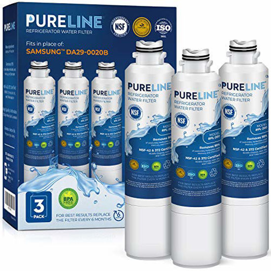 Picture of Pureline DA29-00020B Water Filter Replacement. Compatible with Samsung DA29-00020B-1, DA29-00020B, Haf-Cin Exp, RF4267HARS, RF28HMEDBSR, RF28HFEDBSR, & More Models (3 Pack)