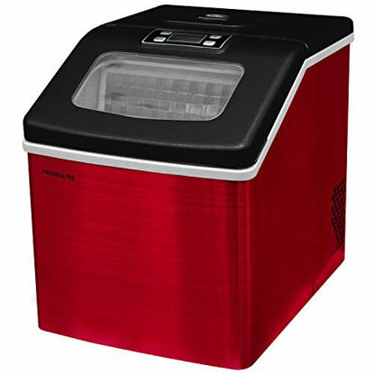 Picture of Frigidaire EFIC452-SSRED XL Maker, Makes 40 Lbs. of Clear Square Ice Cubes A Day, Stainless, Red Steel