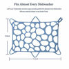 Picture of REVEX Dishwasher Net, 9.8"x14.5" Stretchable Silicone Mesh Featuring 6 Adjustable Hooks to Prevent Plastic Bowls,Bottle and Cups from Tipping Over, Suitable for All Types of Dishwashers (Blue)