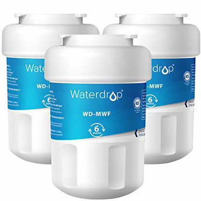 Picture of Waterdrop MWF Refrigerator Water Filter, Compatible with GE Smart Water MWF, MWFINT, MWFP, MWFA, GWF, HDX FMG-1, Kenmore 9991, r-9991, GSE25GSHECSS, WFC1201, RWF1060, 197D6321P006, 3 Filters