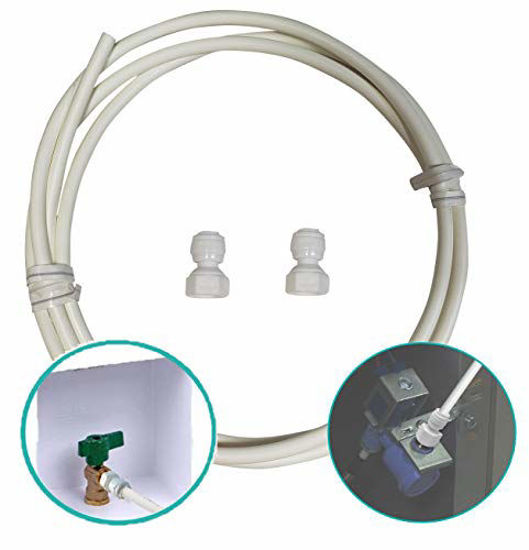 GetUSCart- Metpure 6' Feet x 1/4 OD PEX Water Line for Refrigerator Ice  Maker Kit with 1/4 Quick Connect Female Adapters. Connect from Shut-Off  Valve to Refrigerator. Requires No Tools. Made in