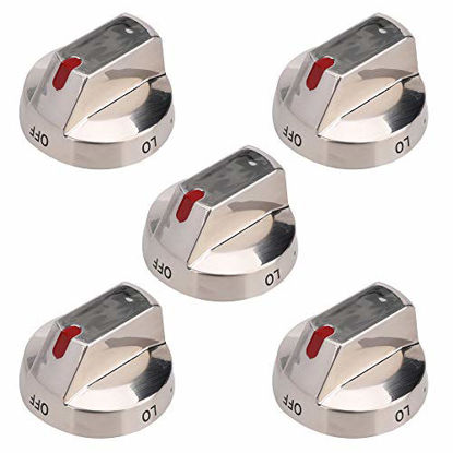 Picture of 5 Pack DG64-00473A Burner Dial Knob Range Oven Stainless Steel Replacement for Samsung NX58F5700WS NX58H5600SS NX58H5650WS NX58J7750SS NX58M6850SS NX58K7850SS Gas Range Replace AP5917439 PS9606608