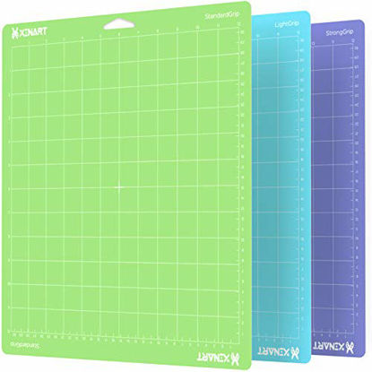 Picture of Xinart Cutting Mat for Cricut Maker/Explore Air 2/Air/One(12x12 Inch, 3 Mats, StandardGrip, LightGrip, StrongGrip) Multiple Adhesive Sticky Quilting Cricket Cutting Mats for Cricut
