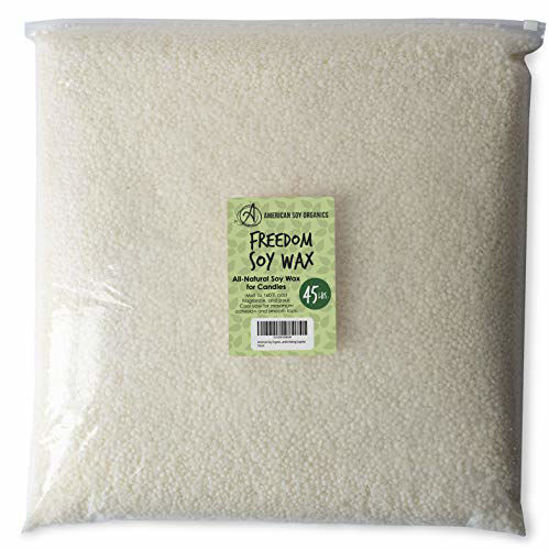 Picture of American Soy Organics- 45 lb of Freedom Soy Wax Beads for Candle Making - Microwavable Soy Wax Beads - Premium Soy Candle Making Supplies