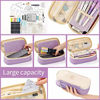 Picture of EASTHILL Big Capacity Pencil Pen Case Office College School Large Storage High Capacity Bag Pouch Holder Box Organizer Blue (Purple)