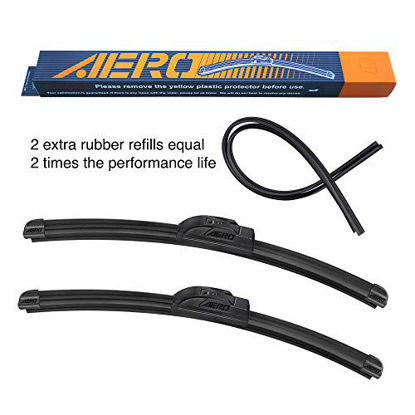 Picture of AERO Voyager 26" + 19" Premium All-Season OEM Quality Windshield Wiper Blades with Extra Rubber Refill + 1 Year Warranty (Set of 2)