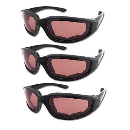 Picture of 3 Pair Motorcycle Riding Glasses Padding Goggles UV Protection Dustproof WindproofMotorcycle Sunglasses with Clear Lens for Outdoor sports Actives