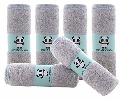 Picture of Hypoallergenic Bamboo Baby Wash Clothes - 2 Layer Ultra Soft Absorbent Bamboo Washcloths for Boy - Newborn Face Towel - Makeup Remove Washcloths for Delicate Skin - Baby Shower Gift (Gray, 6 Pack)
