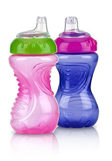 Picture of Nuby 2 Piece No Spill Easy Grip Trainer Cup 10 oz, Pink/Purple