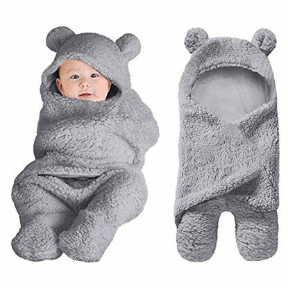Picture of XMWEALTHY Cute Baby Items Newborn Plush Nursery Swaddle Blankets Soft Infant Girls Clothes Grey