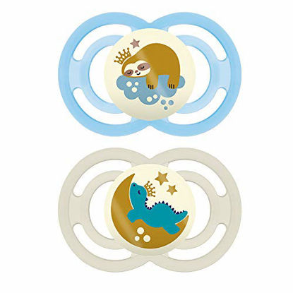Picture of MAM Perfect Night Pacifiers, Glow in the Dark Pacifiers (2 pack, 1 Sterilizing Pacifier Case), MAM Pacifiers 16 Plus Months for Baby Boy, Baby Pacifiers, Designs May Vary