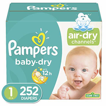 Picture of Diapers Newborn/Size 1 (8-14 lb), 252 Count - Pampers Baby Dry Disposable Baby Diapers, ONE MONTH SUPPLY