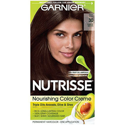 Picture of Garnier Nutrisse Nourishing Hair Color Creme, 30 Darkest Brown (Sweet Cola) (Packaging May Vary)