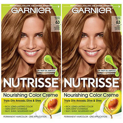 Picture of Garnier Hair Color Nutrisse Nourishing Creme, 63 Light Golden Brown (Brown Sugar), 2 Count
