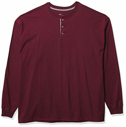 Picture of Hanes mens Long Sleeve Beefy Henley Shirt, Mulled Berry, XX-Large US