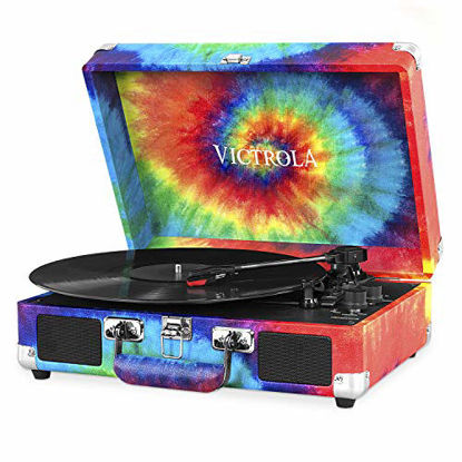 Picture of Victrola Vintage 3-Speed Bluetooth Portable Suitcase Record Player with Built-in Speakers | Upgraded Turntable Audio Sound| Includes Extra Stylus | Tie Dye, 1SFA (VSC-550BT-TDY)