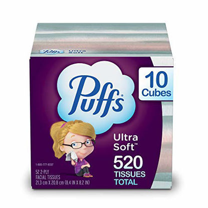 Picture of Puffs Ultra Soft Non-Lotion Facial Tissues, 10 Cubes, 52 Tissues per Box (520 Tissues Total)