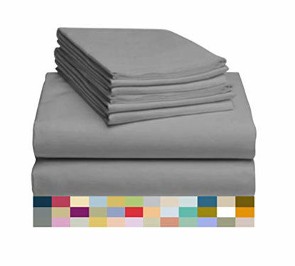 Picture of LuxClub 6 PC Bamboo Sheet Set w/ 18 inch Deep Pockets - Eco Friendly, Wrinkle Free, Fade Resistant, Silky, Stronger & Softer Than Cotton - Silver Full