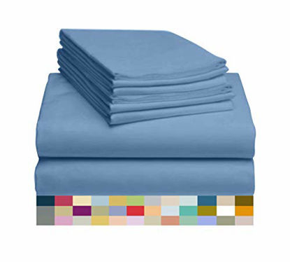 Picture of LuxClub 6 PC Sheet Set Bamboo Sheets Deep Pockets 18" Eco Friendly Wrinkle Free Sheets Machine Washable Hotel Bedding Silky Soft - Denim King