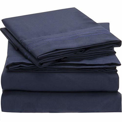 Picture of Mellanni Bed Sheet Set - Brushed Microfiber 1800 Bedding - Wrinkle, Fade, Stain Resistant - 4 Piece (Full, Royal Blue)