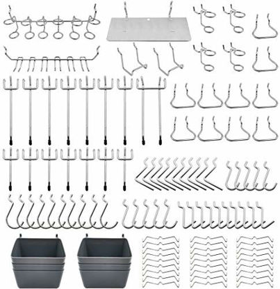 Picture of Pegboard Hooks Assortment, Plastic Bins, Peg Locks, for Organizing Tools, 140pcs