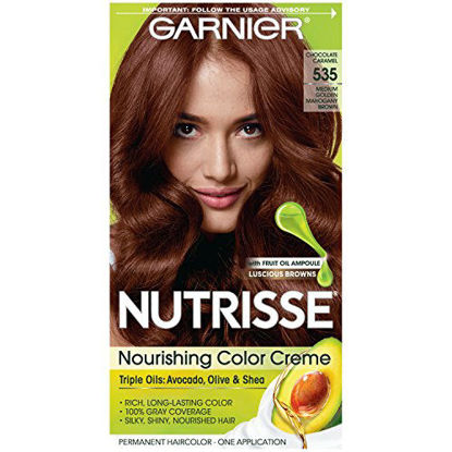 Picture of Garnier Nutrisse Nourishing Hair Color Creme, 535 Medium Gold Mahogany Brown (Packaging May Vary)