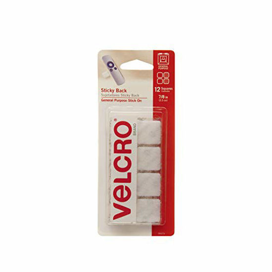 Picture of VELCRO Brand Mounting Squares | Pack of 12 | 7/8 Inch White | Adhesive Sticky Back Hook and Loop Fasteners for Home, Office or Crafting | Strong Secure Hold (90073)