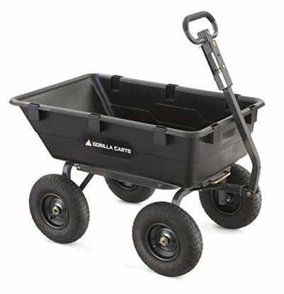 Picture of Gorilla Carts Heavy-Duty Poly Yard Dump Cart | 2-In-1 Convertible Handle, 1200 lbs capacity | GOR6PS model