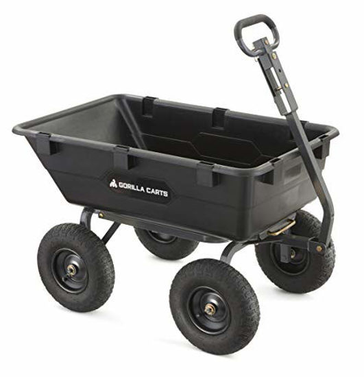 Picture of Gorilla Carts Heavy-Duty Poly Yard Dump Cart | 2-In-1 Convertible Handle, 1200 lbs capacity | GOR6PS model