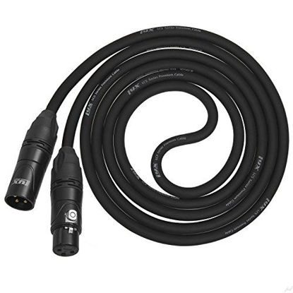 Picture of LyxPro 6 Feet XLR Microphone Cable Balanced Male to Female 3 Pin Mic Cord for Powered Speakers Audio Interface Professional Pro Audio Performance and Recording Devices - Black