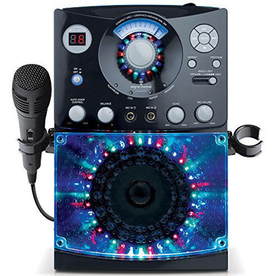 Picture of Singing Machine SML385BTBK Karaoke System with LED Disco Lights, CD+G, and Microphone, Black
