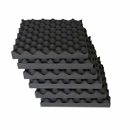 Picture of Convoluted 2 Inch 12" W x 12" L Egg Crate Panels Acoustic Foam Sound Proof Wall Tiles, 6 Pack