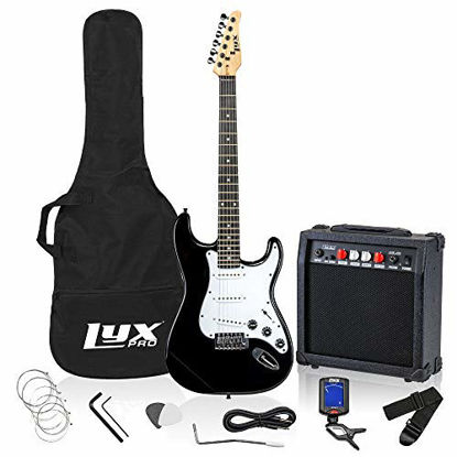Picture of LyxPro Electric Guitar 39" inch Full Beginner Starter kit Full Size with 20w Amp, Package Includes All Accessories, Digital Tuner, Strings, Picks, Tremolo Bar, Shoulder Strap, and Case Bag - Natural