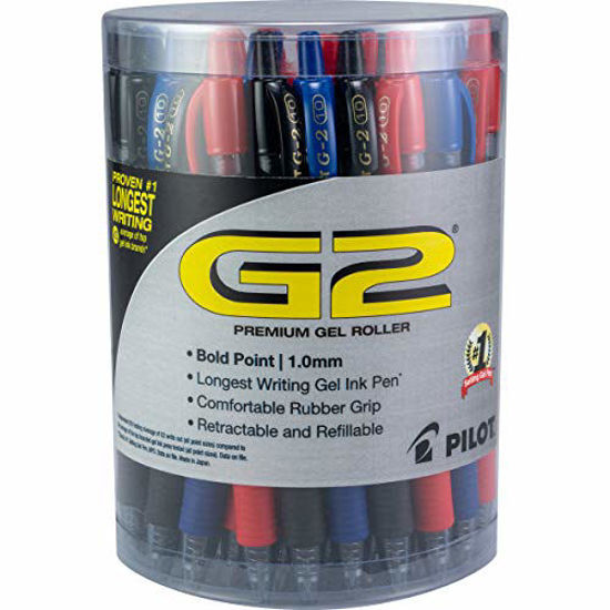 Picture of PILOT G2 Premium Refillable & Retractable Rolling Ball Gel Pens, Bold Point, Black/Blue/Red Inks, 36-Pack Tub (14366)