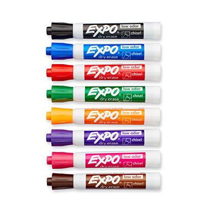 Picture of EXPO Low Odor Dry Erase Markers, Chisel Tip, Assorted Colors, 8 Pack