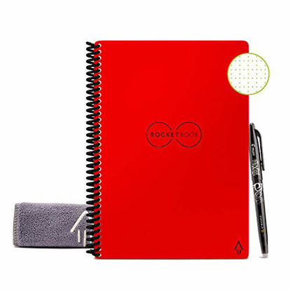 Picture of Rocketbook Smart Reusable Notebook - Dot-Grid Eco-Friendly Notebook with 1 Pilot Frixion Pen & 1 Microfiber Cloth Included - Atomic Red Cover, Letter Size (8.5" x 11")