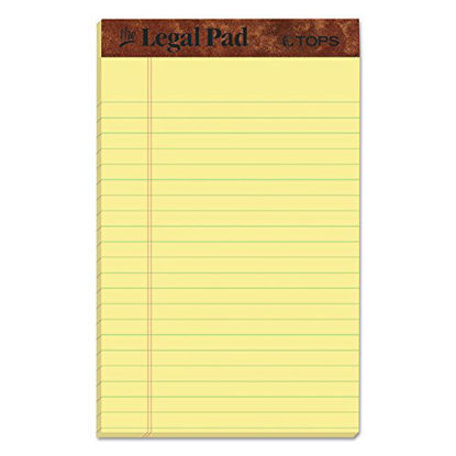 Picture of TOPS The Legal Pad Writing Pads, 5" x 8", Jr. Legal Rule, Canary Paper, 50 Sheets, 12 Pack (7501)