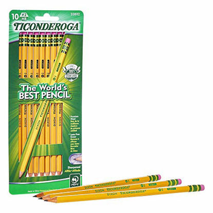 Picture of TICONDEROGA Pencils, Wood-Cased, Pre-Sharpened, Graphite #2 HB Soft, Yellow, 10-Pack (33892)