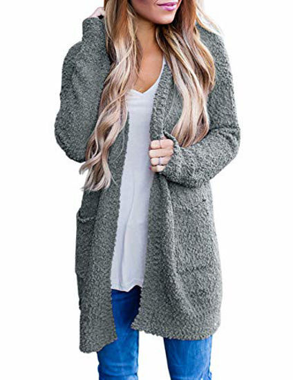 Picture of MEROKEETY Women's Long Sleeve Soft Chunky Knit Sweater Open Front Cardigan Outwear with Pockets