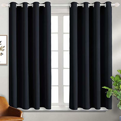 Picture of BGment Blackout Curtains for Living Room - Grommet Thermal Insulated Room Darkening Curtains for Bedroom, Set of 2 Panels (52 x 54 Inch, Black)